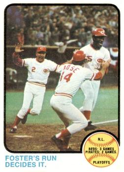 1973 Topps #202 N.L. Playoffs: Foster's Run Decides It Front