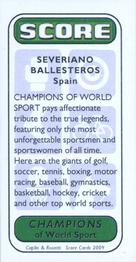 2009 Caplin & Rosetti Champions of World Sport Series 4 #NNO Severiano Ballesteros Back