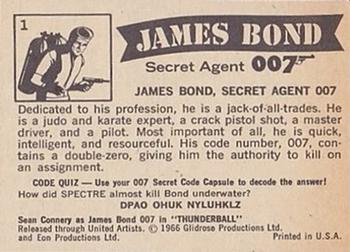 1966 Philadelphia Thunderball James Bond #1 James Bond, Secret Agent 007 Back