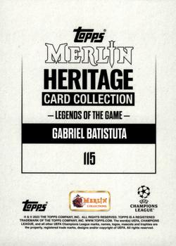 2023-24 Merlin Heritage UEFA Club Competitions - Gold #115 Gabriel Batistuta Back